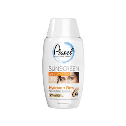 خرید کرم ضد آفتاب دور چشم و صورت فیزیکال رنگ بژ طبیعی پیکسل